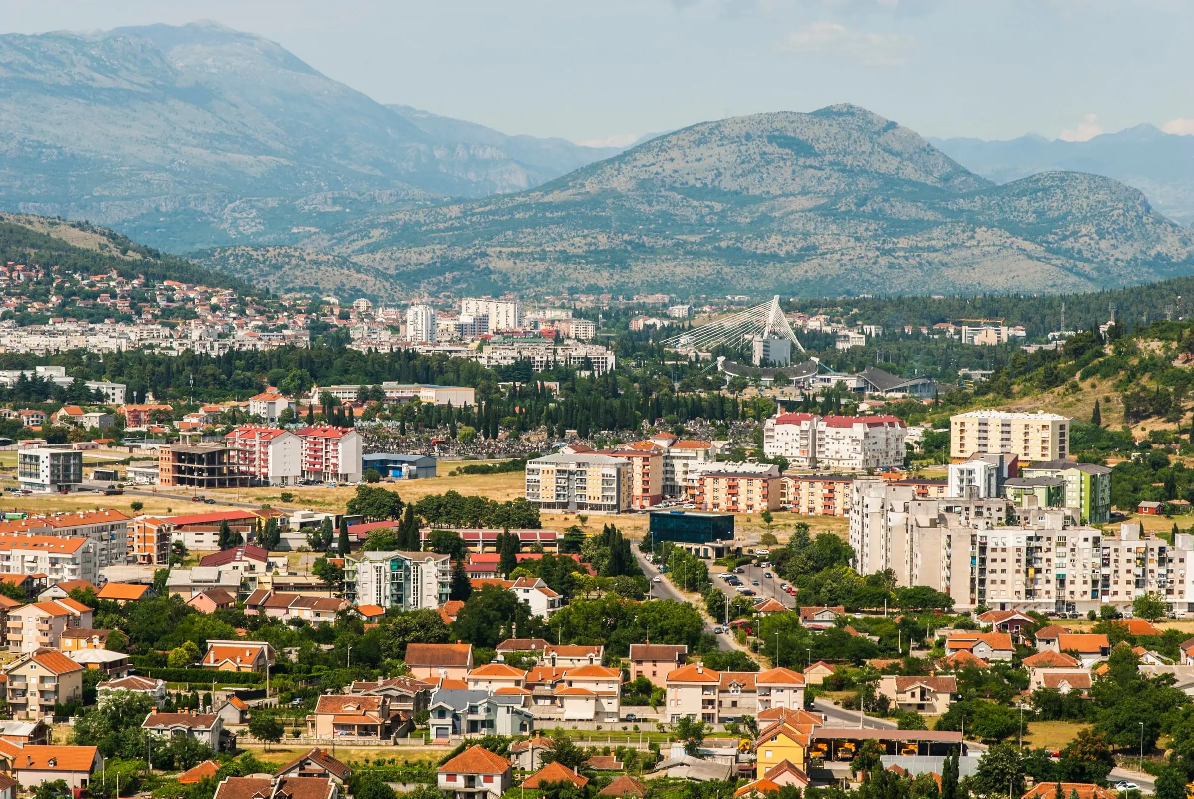 Podgorica cityscape with the Millennium Bridge