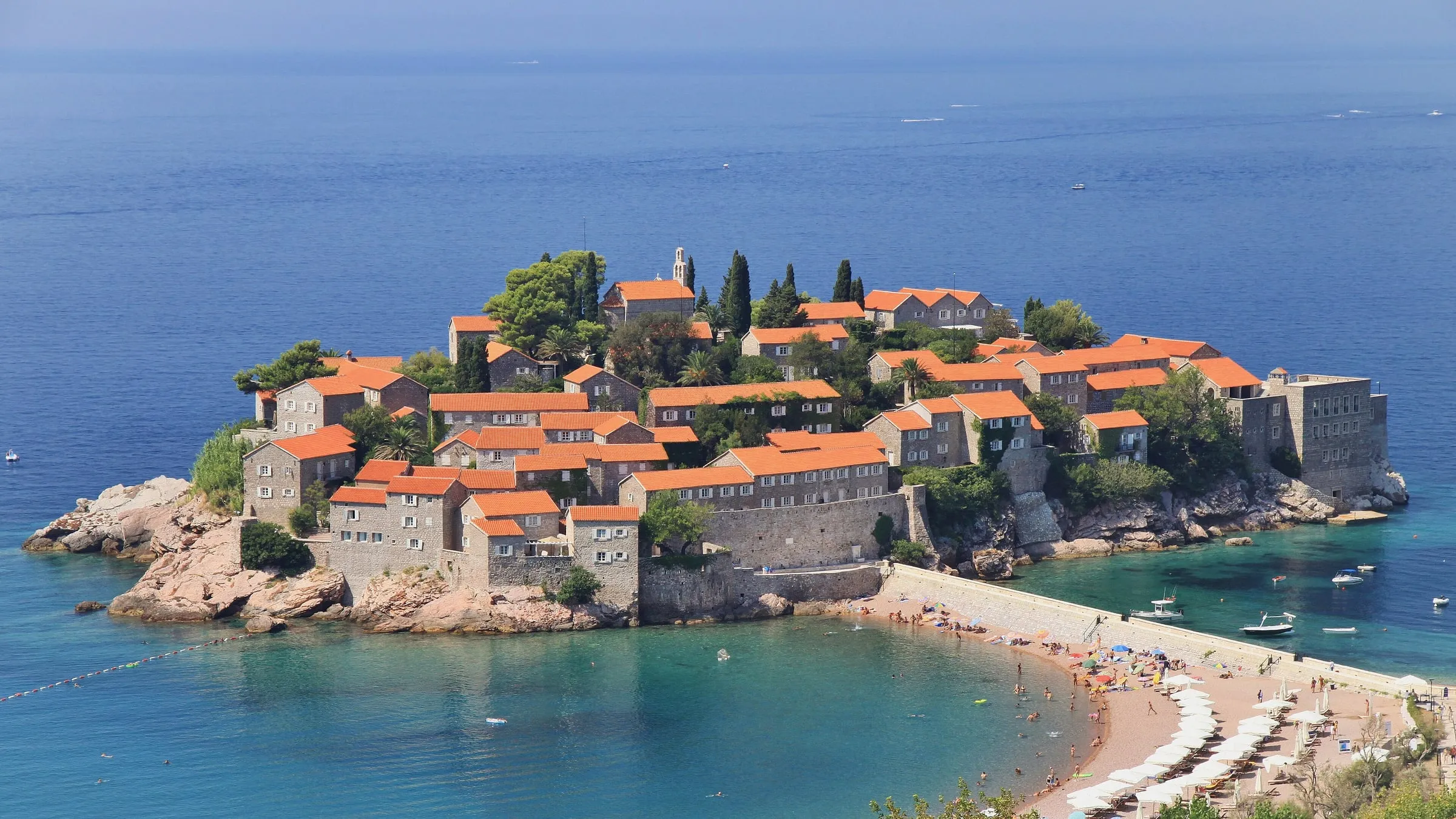 Sveti Stefan island village from above