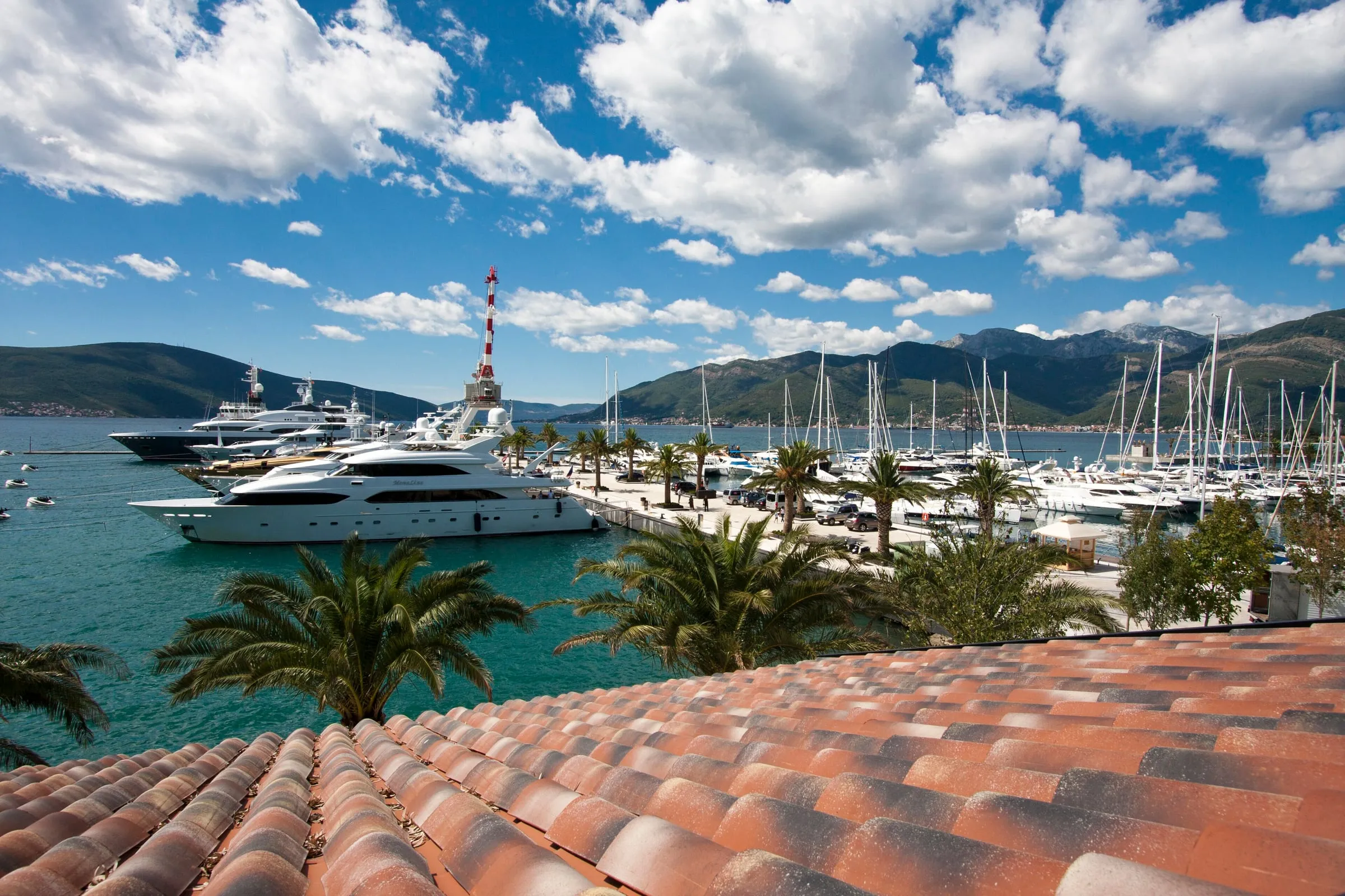 Porto Montenegro marina with superyachts