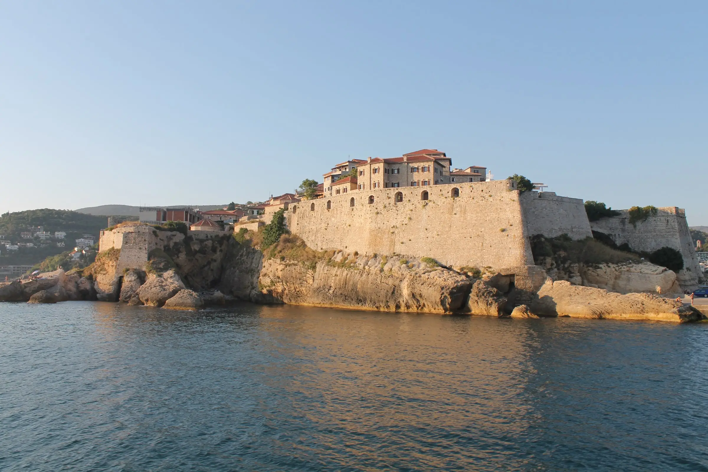 Ulcinj old town walls from the sea